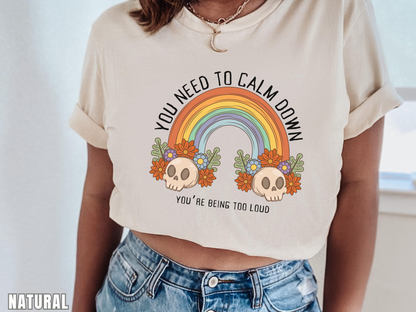 You need to calm down  Halloween, Skull Rainbow, You Need To Calm Down Shirt Rainbow Halloween, What A Ghostly Scene Shirt, Taylor Halloween