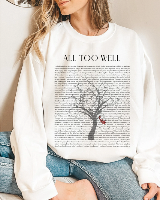 All Too Well Lyric Sweatshirt, R.E.D Album, All Too Well 10 Minute Version, All Too Well Tree With Red Scarf, ATW Lyrics, Taylor Sweatshirt