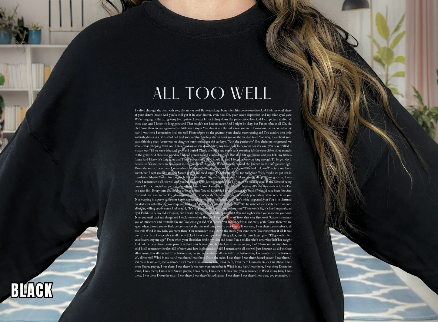 All Too Well Lyric Sweatshirt, R.E.D Album, All Too Well 10 Minute Version, All Too Well Tree With Red Scarf, ATW Lyrics, Taylor Sweatshirt