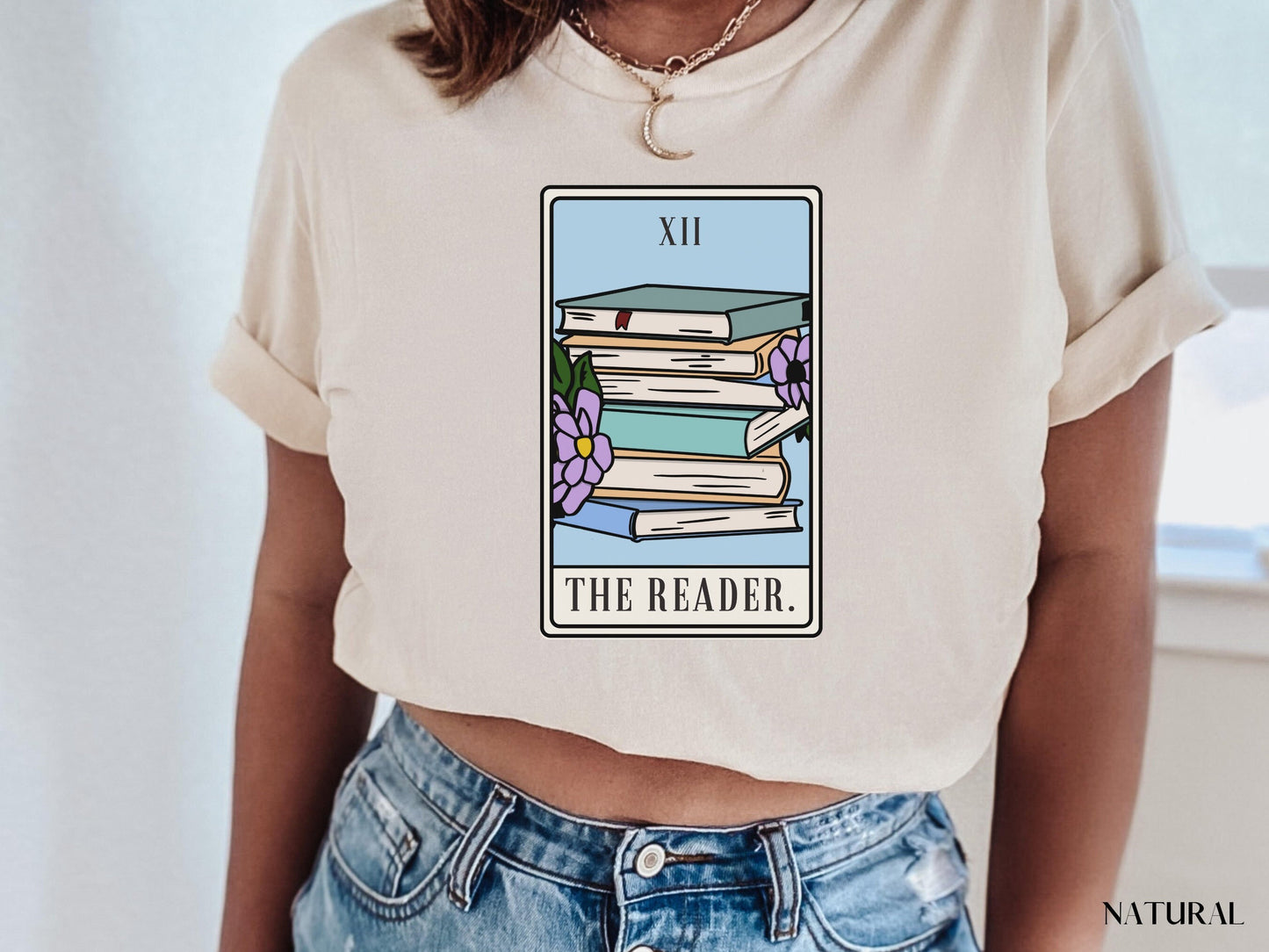 The Reader Tarot Card TShirt, Bookish Shirt, Witchy Stuff Mystical Literature Apparel, Skeleton Librarian Tee Shirt, Gift For Book Lover