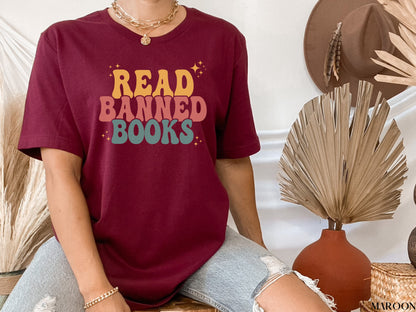 Read Banned Books Shirt, Book Lover Tee, Literary TShirt, Social Justice Gift, Equality T-Shirt, Bookish Shirt, Reading Top, Librarian Shirt