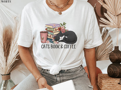 Cats Books and Coffee Shirt