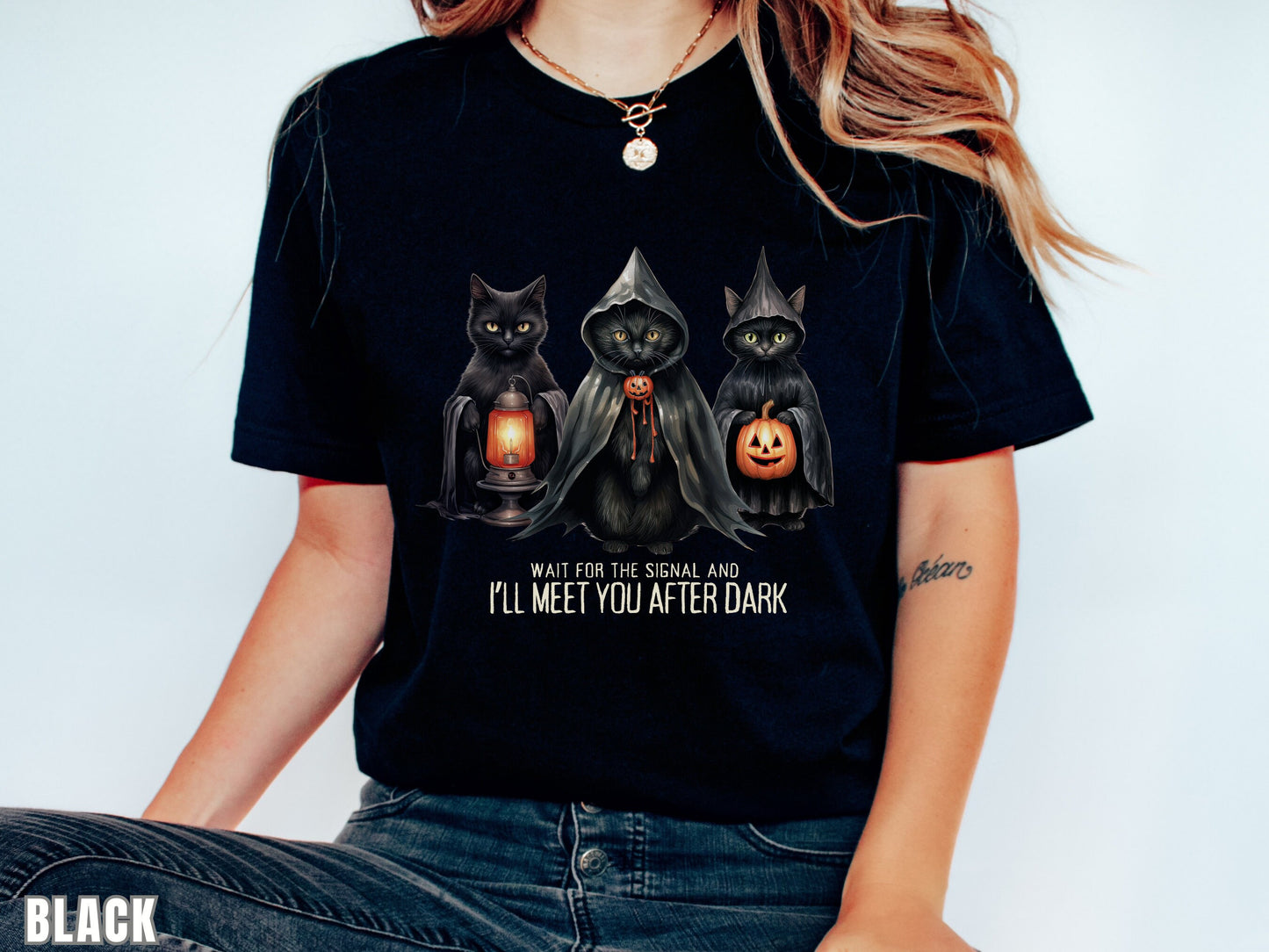 Wait For The Signal And  I'lll Meet You After Dark, Willow Lyric Shirt, Taylor Halloween, Halloween Cat